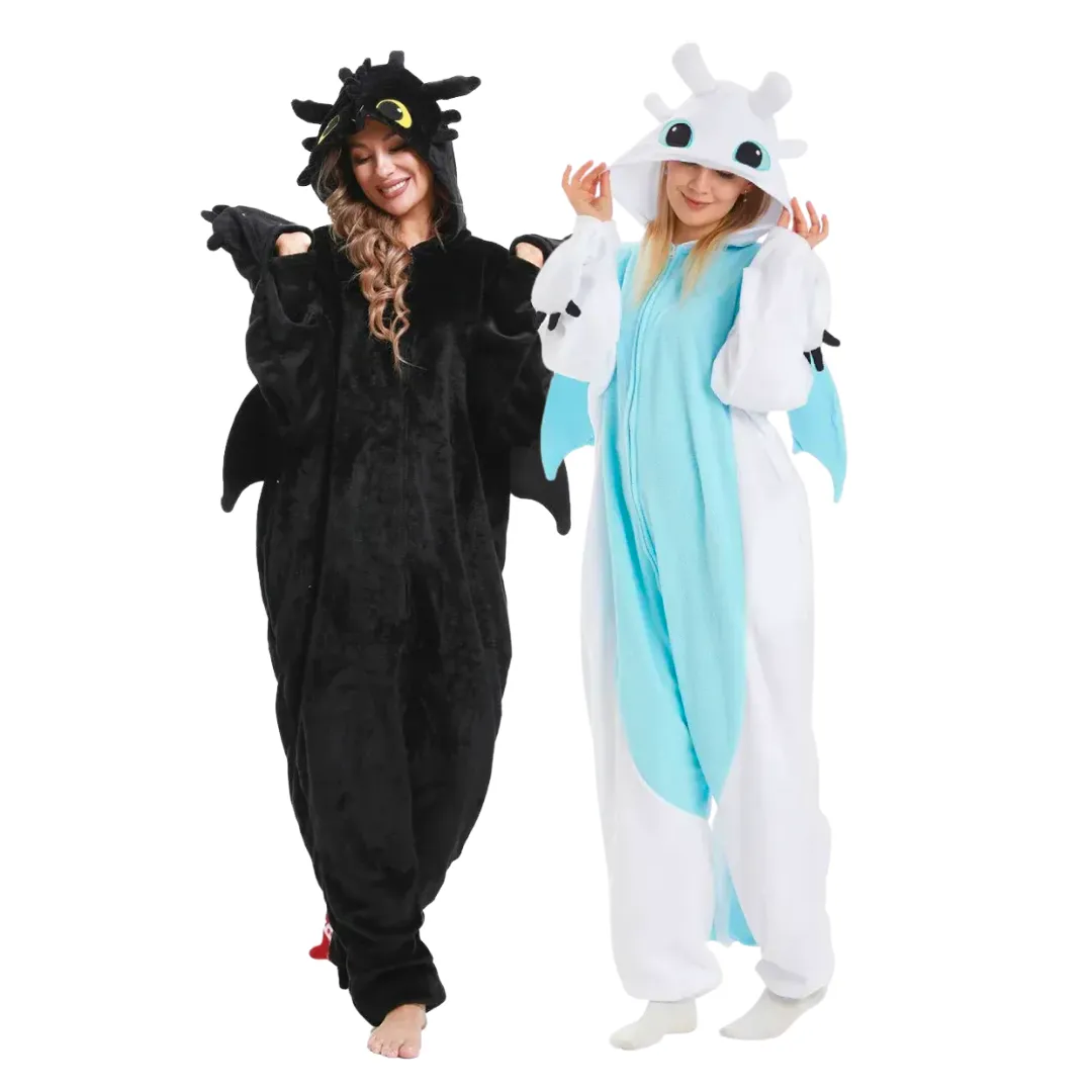 Pijama Kigurumi 3D Casal Banguela e Fúria da Luz