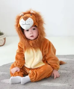 Alternative view of Pijama Infantil Leão Rei – Kigurumi Premium Dourado